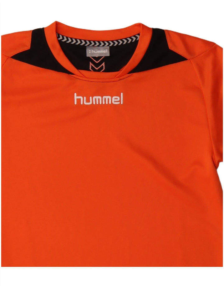 HUMMEL Camiseta gráfica para hombre Top Small Naranja Colorblock Poliéster