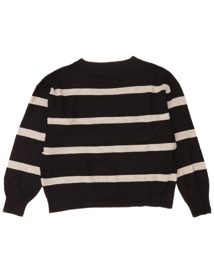 Marks & Spencer Suéter con Cuello en V para Mujer UK 44 Mediano Rayas Negras