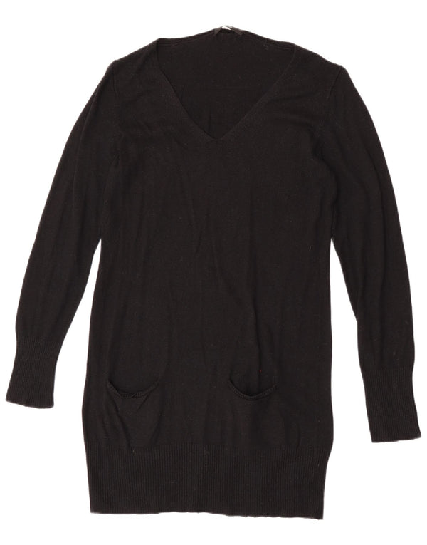 Marks & Spencer Suéter largo con cuello en V para mujer UK 44 Mediano Negro