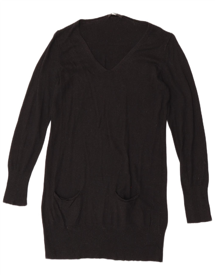 Marks & Spencer Suéter largo con cuello en V para mujer UK 44 Mediano Negro