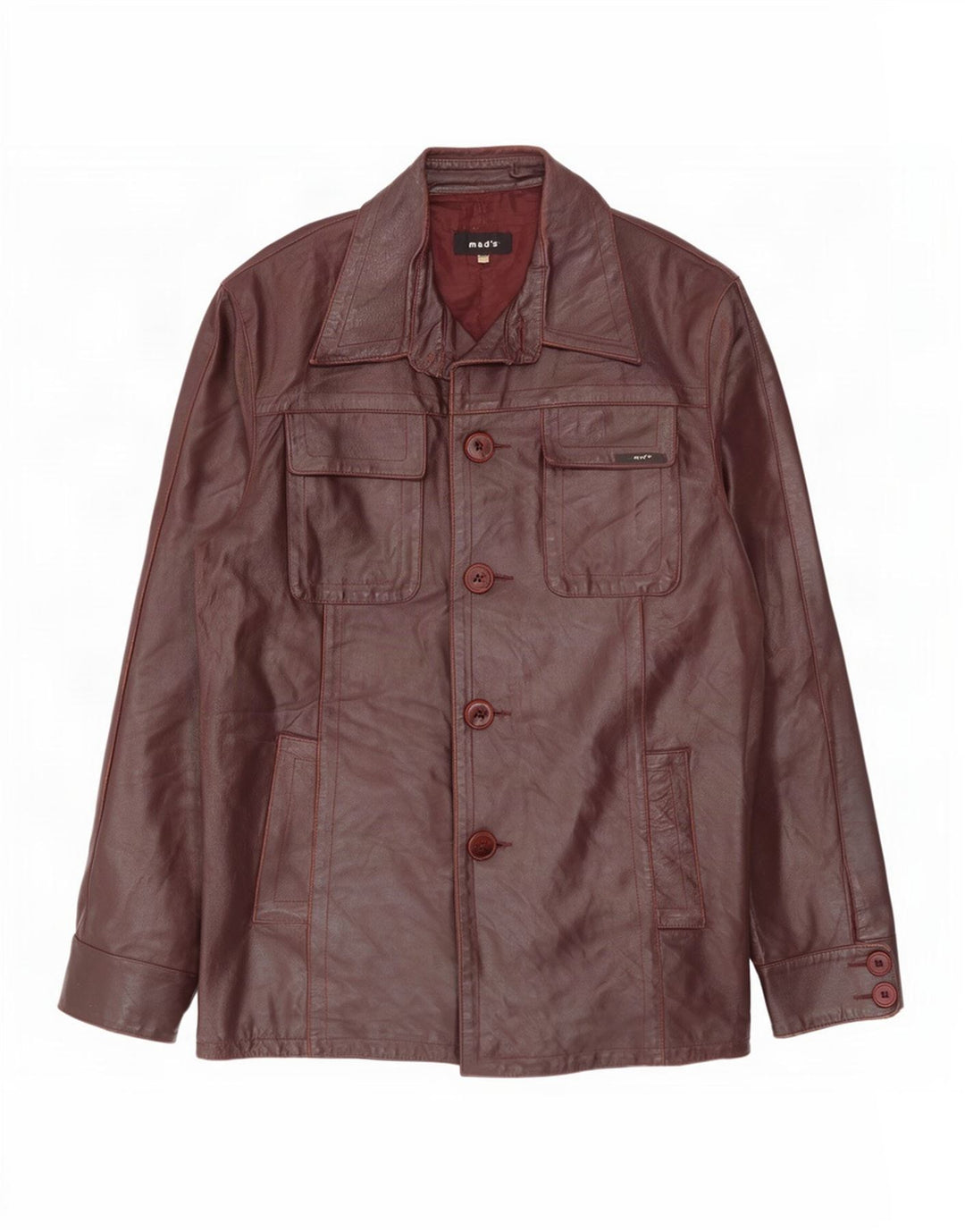 Chaqueta de cuero vintage para hombre Reino Unido 42 XL Borgoña