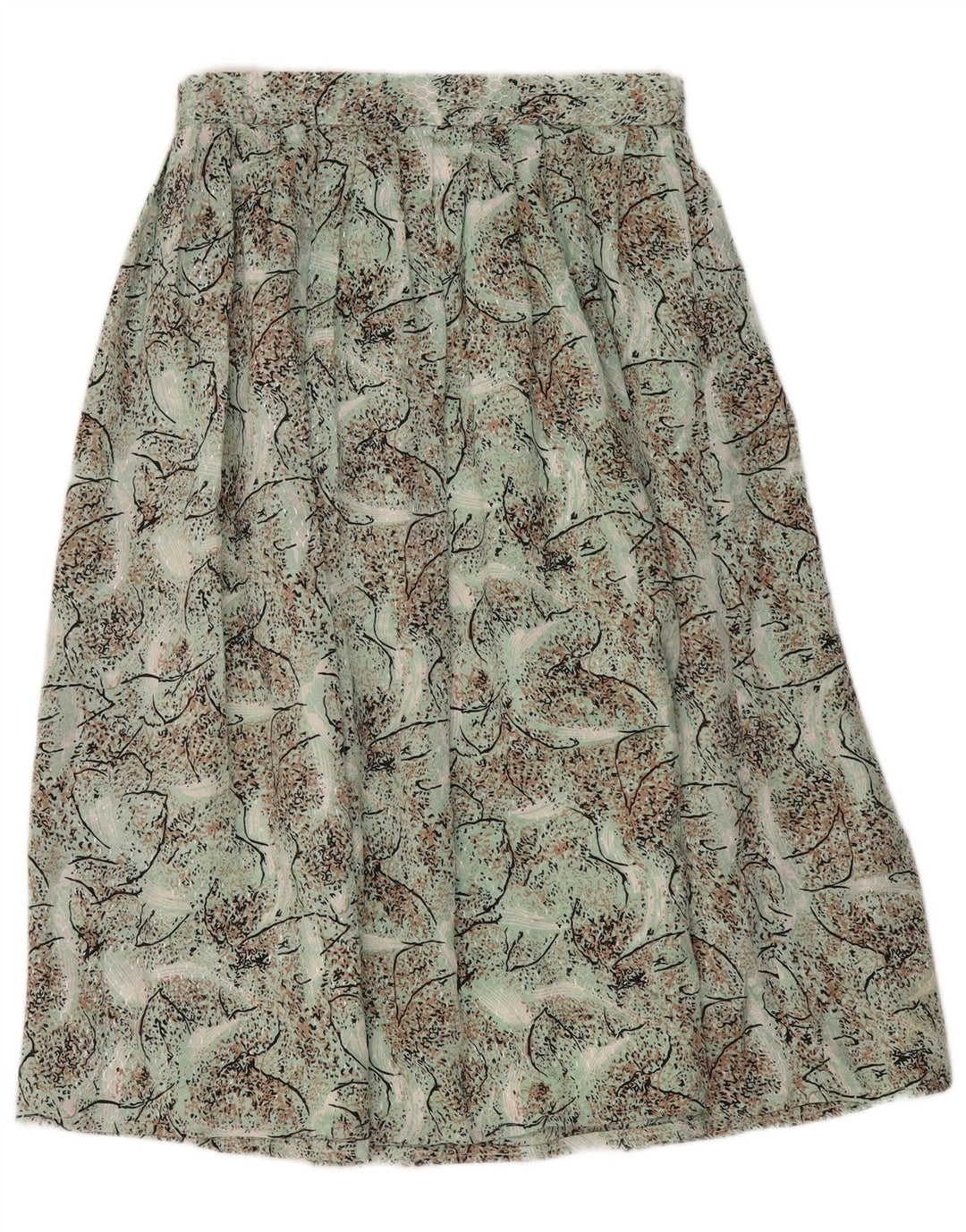 Falda plisada con patrón abstracto vintage para mujer W28 verde medio