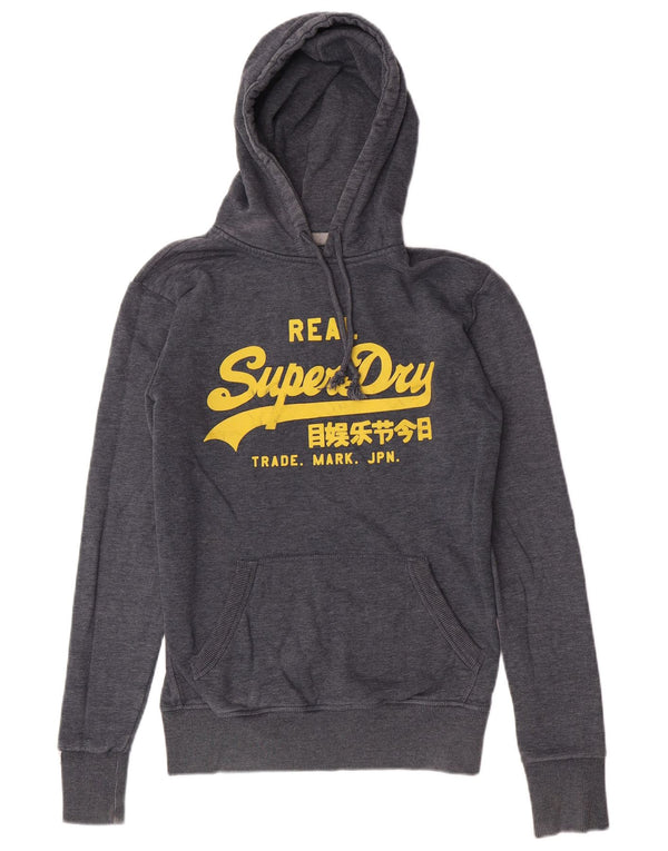 Superdry Jersey con capucha gráfica para hombre, talla pequeña, algodón azul marino