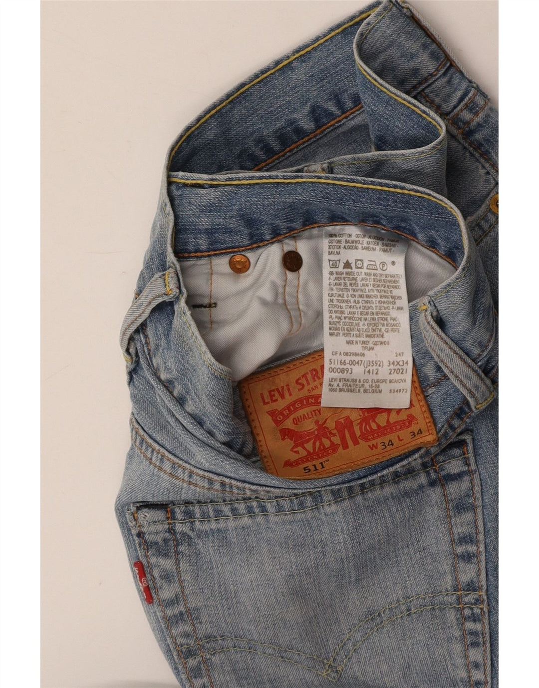 LEVI'S Mens 511 Slim Jeans W34 L34 Algodón Azul