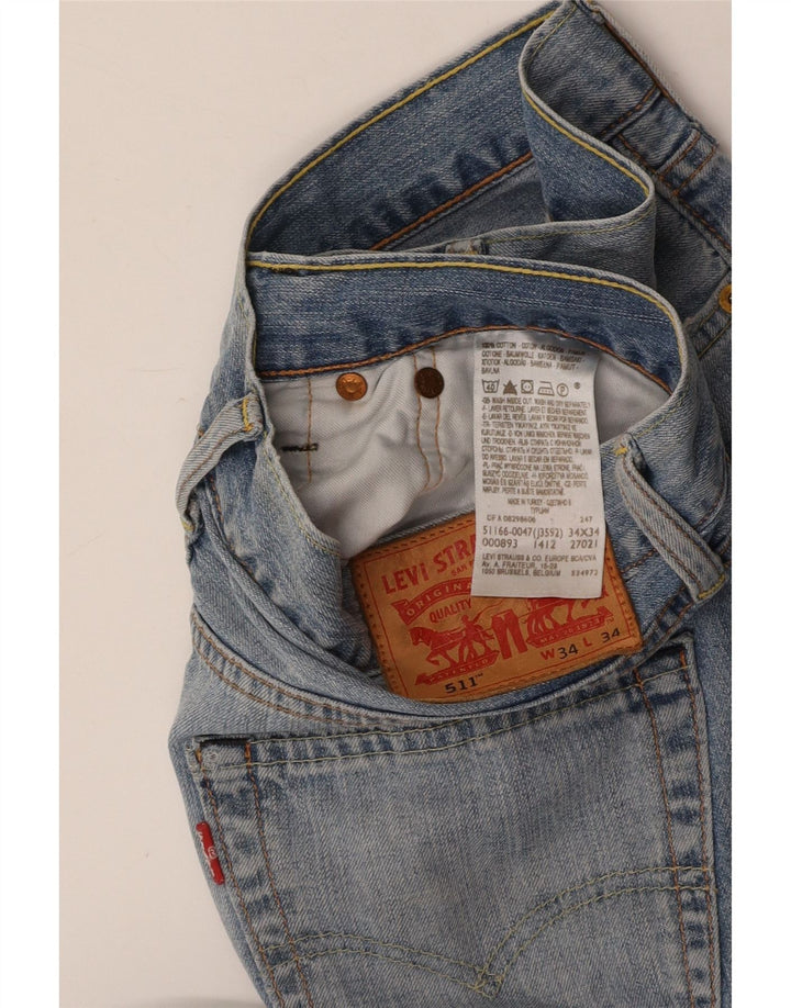 LEVI'S Mens 511 Slim Jeans W34 L34 Algodón Azul