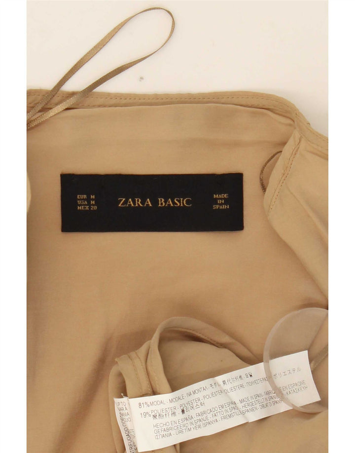 Zara Mujer Chaqueta Cascada Abierta UK 44 Medium Beige Modal