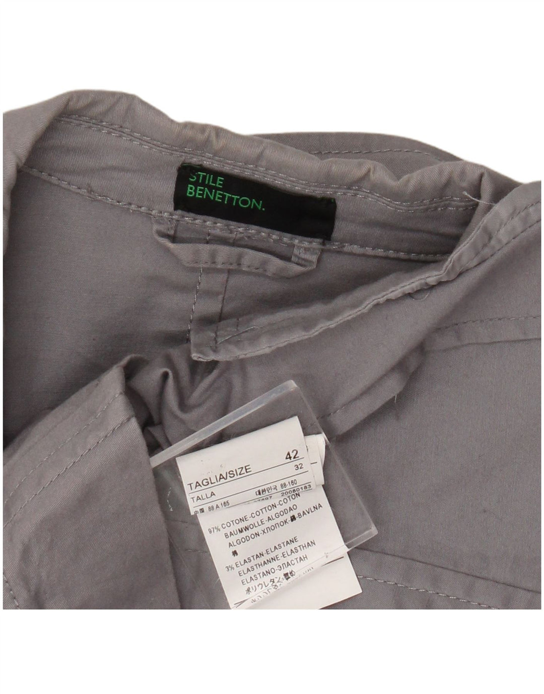Benetton Blazer De 3 Botones IT 42 Algodón Gris Medio