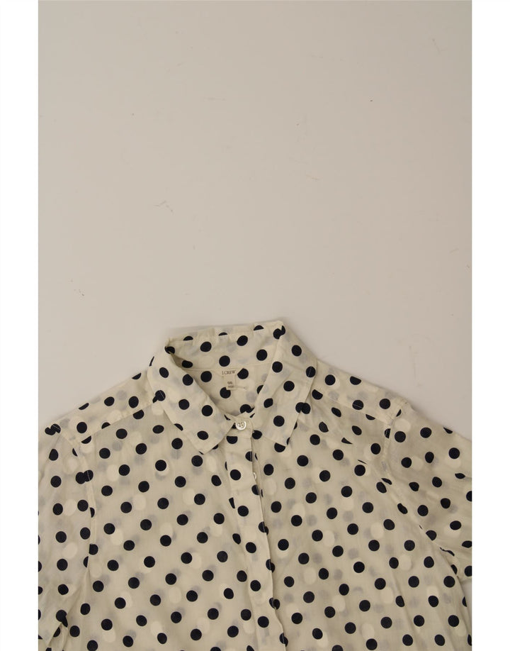 J. CREW Womens Oversized Pullover Shirt US 00 2XS White Polka Dot Cotton Vintage J. Crew and Second-Hand J. Crew from Messina Hembry 