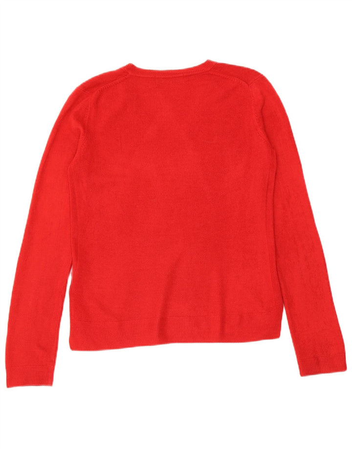 Marks & Spencer Suéter con Cuello en V para Mujer UK 8 Pequeño Acrílico Rojo