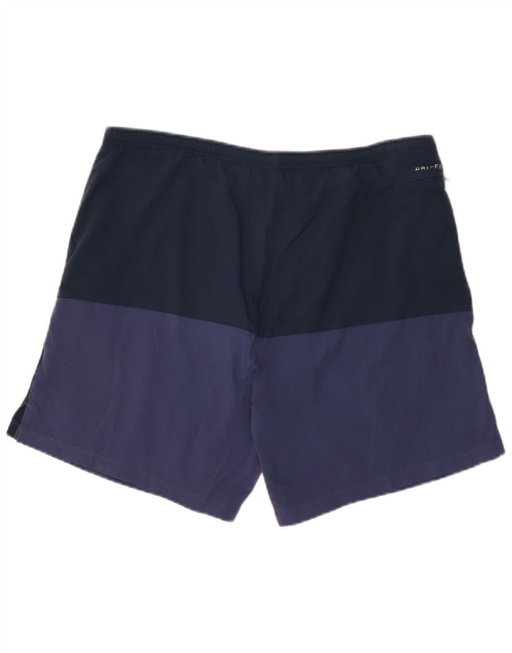Pantalones cortos deportivos Nike Dri Fit para hombre Poliéster color block azul marino mediano