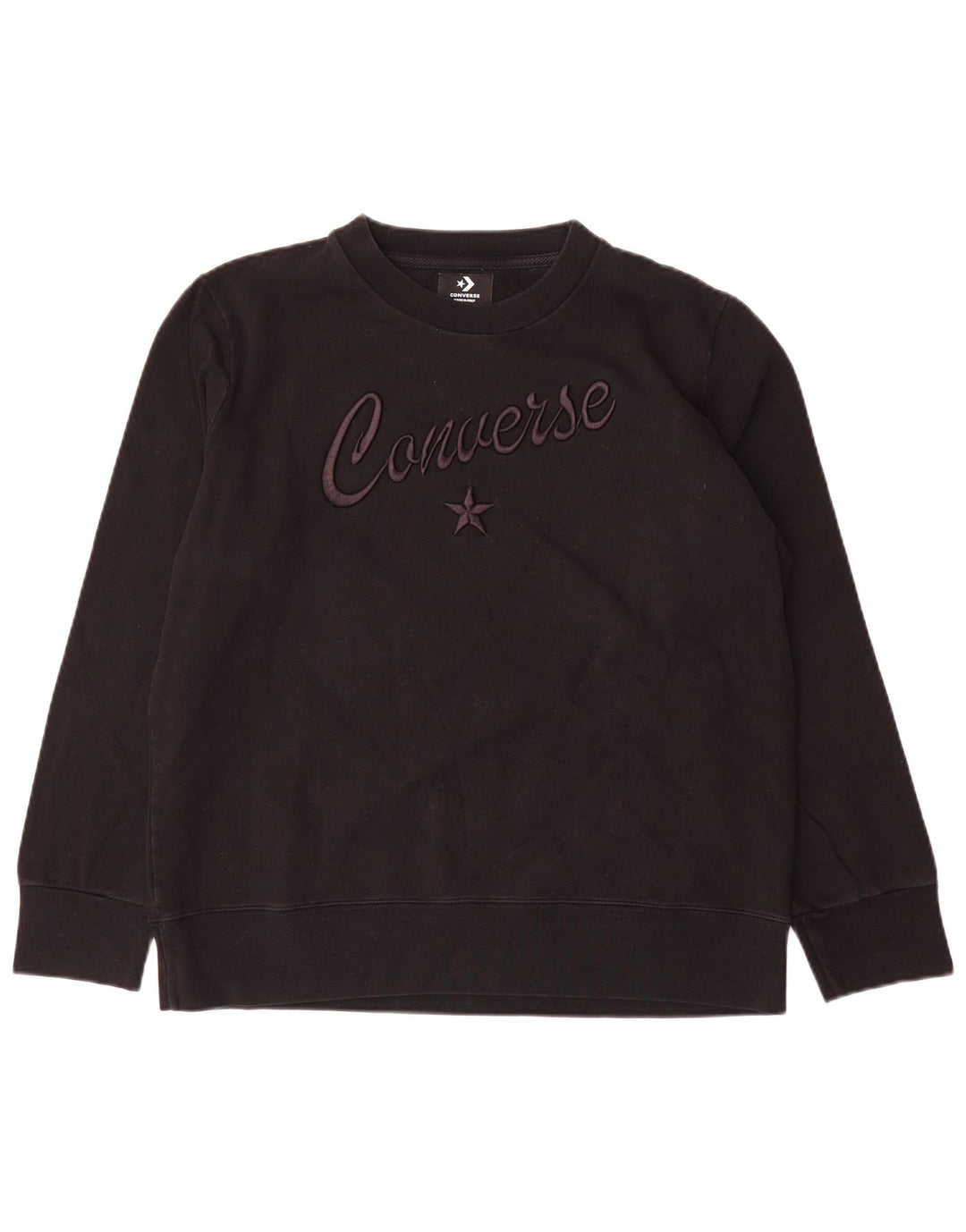 Converse - Sudadera gráfica para mujer, talla 40, talla grande, algodón negro