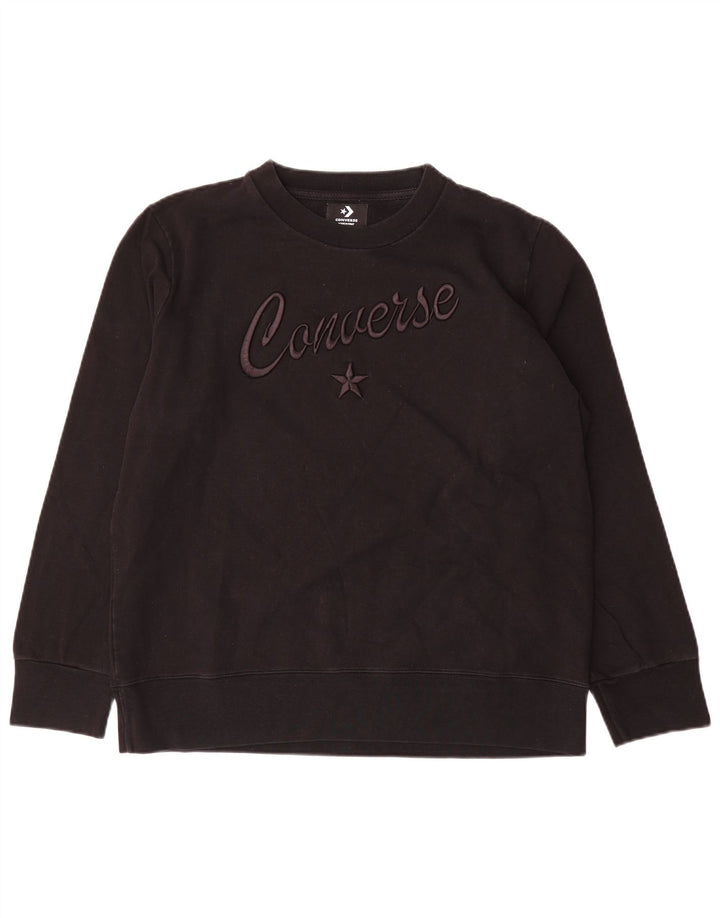 Converse - Sudadera gráfica para mujer, talla 40, talla grande, algodón negro