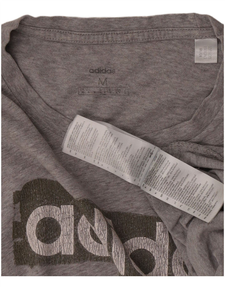 Adidas Hombre Camiseta Gráfica Top Algodón Gris Medio