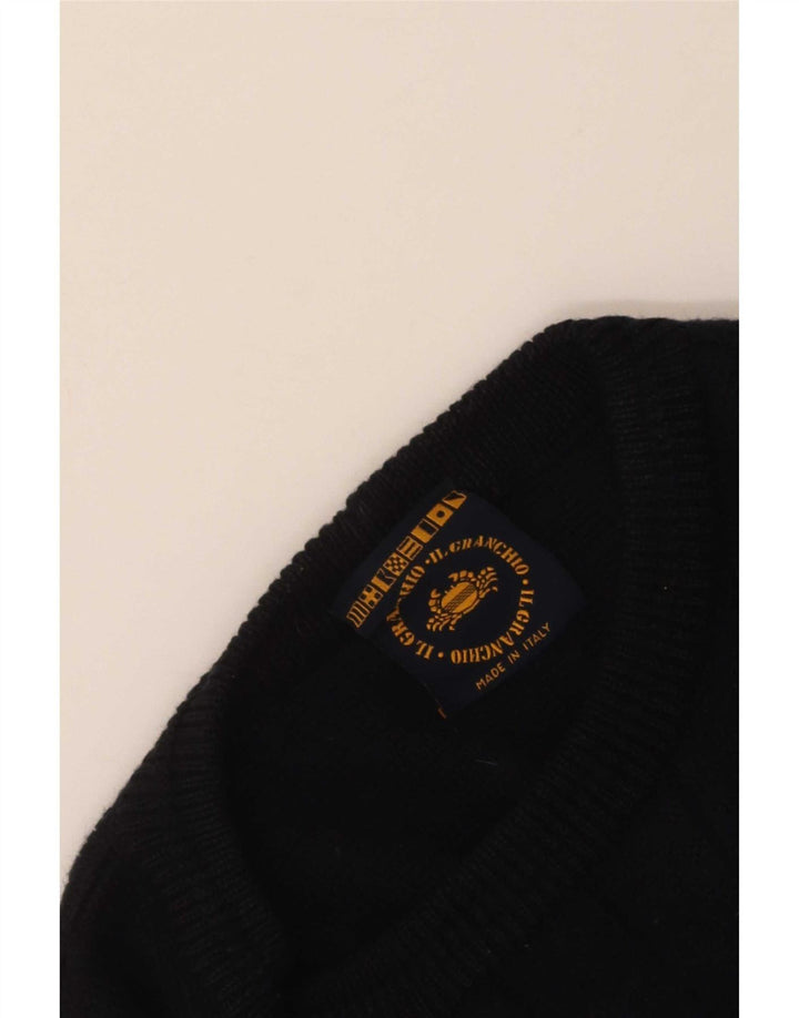 Il Granchio - Jersey de cuello redondo para hombre, talla grande, azul marino, rombos/diamante
