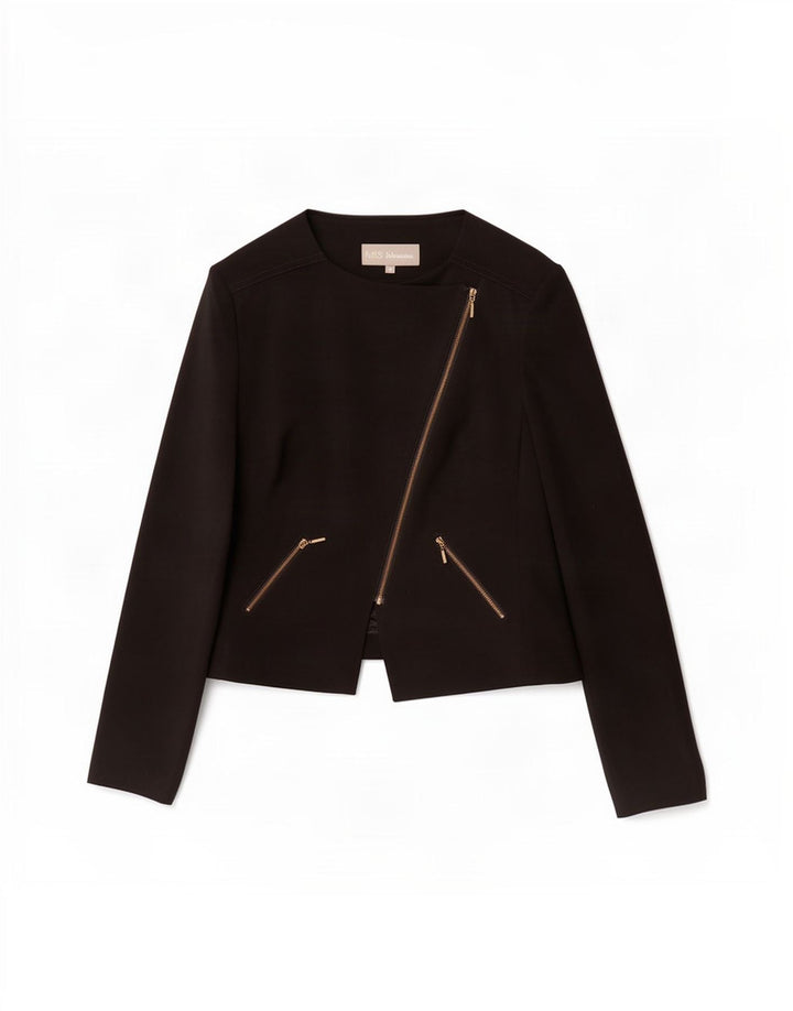 Marks & Spencer Chaqueta tipo blazer con cremallera completa para mujer UK 40 Mediana Poliéster negro