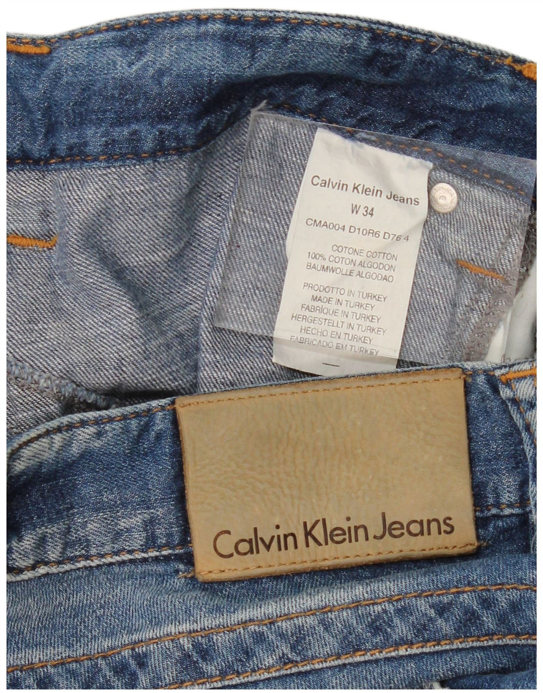 CALVIN KLEIN Vaqueros rectos para hombre W34 L34 Algodón azul