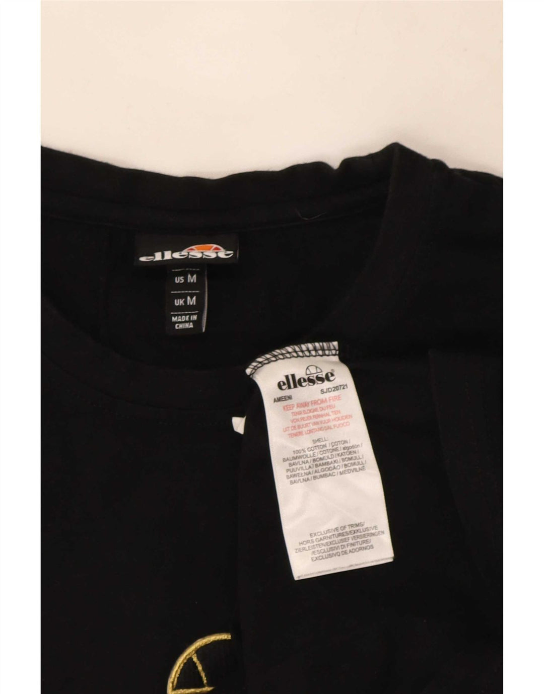 Ellesse Hombre Camiseta Gráfica Top Medium Black Colorblock