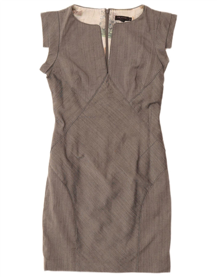 TED BAKER Vestido tubo sin mangas para mujer Talla 2 Pequeño Gris Espiga
