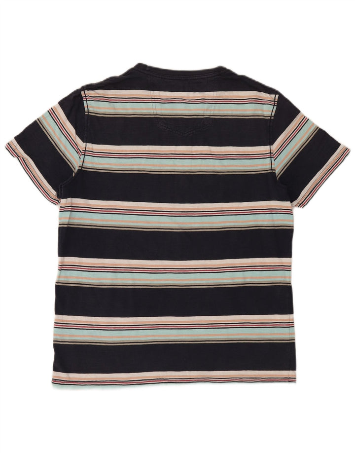 FAT FACE Camiseta para hombre Top mediano de algodón a rayas negro