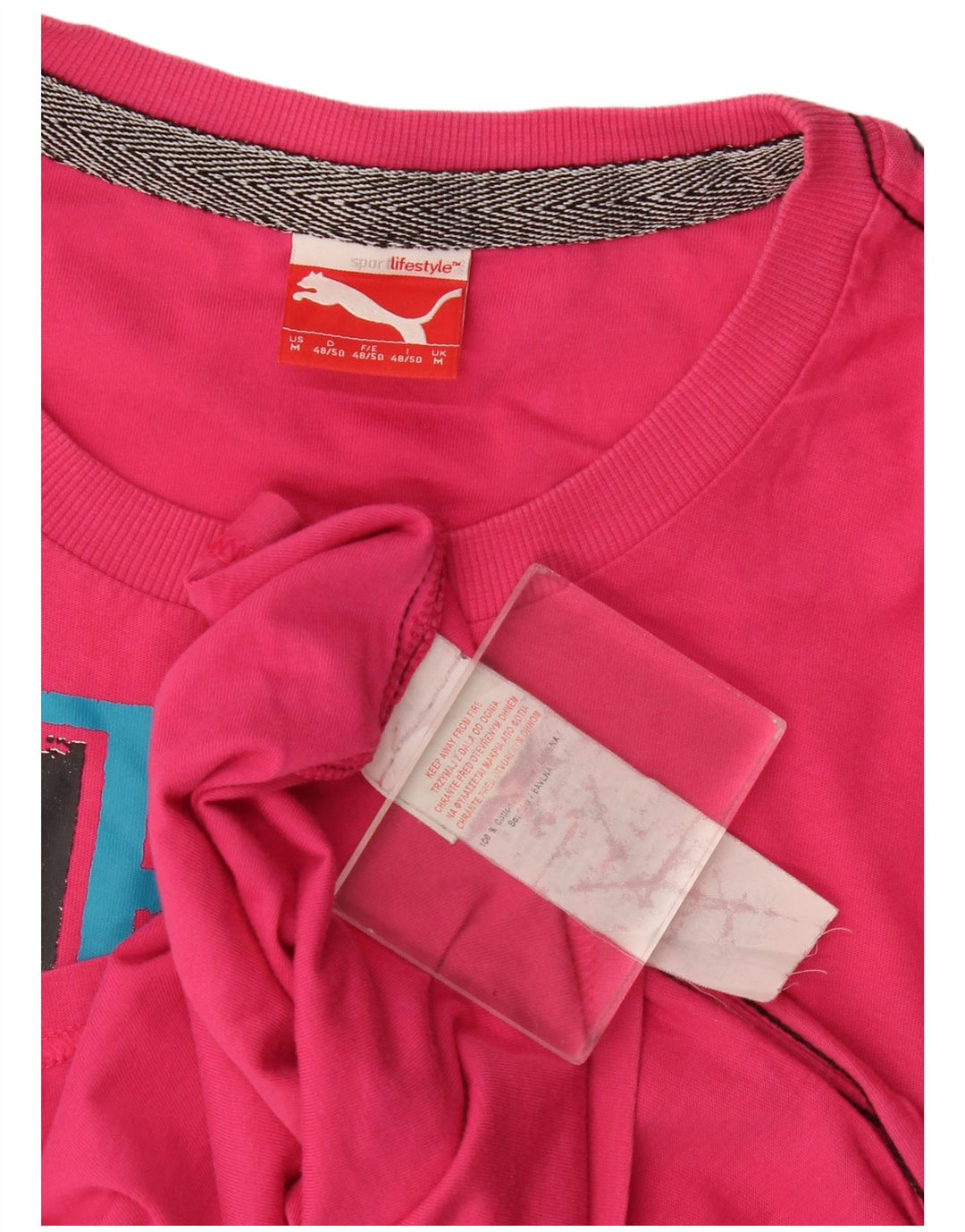 Puma Camiseta gráfica para hombre Top de algodón rosa medio
