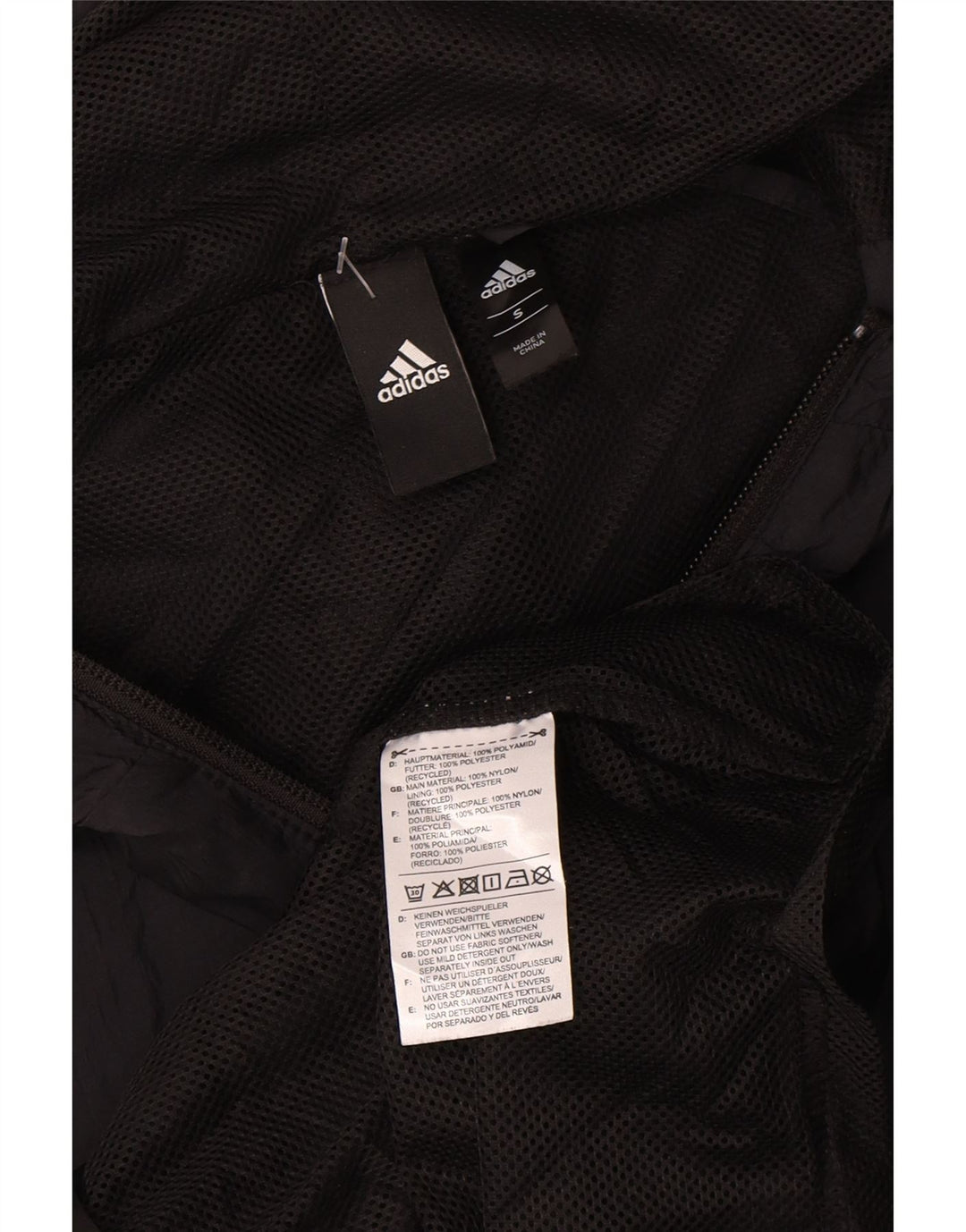 Adidas Chaqueta impermeable con capucha para mujer UK 10 Small Black Polyamide