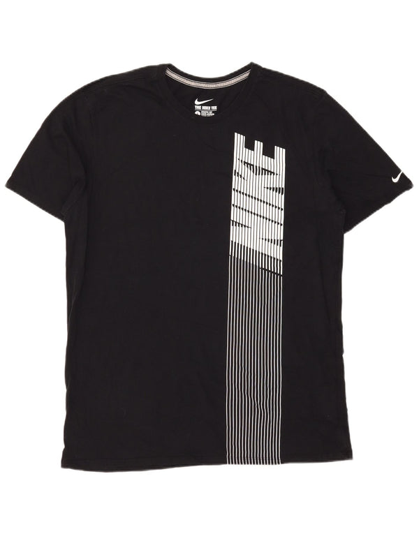 Nike Camiseta gráfica de corte atlético para hombre, talla grande, algodón negro