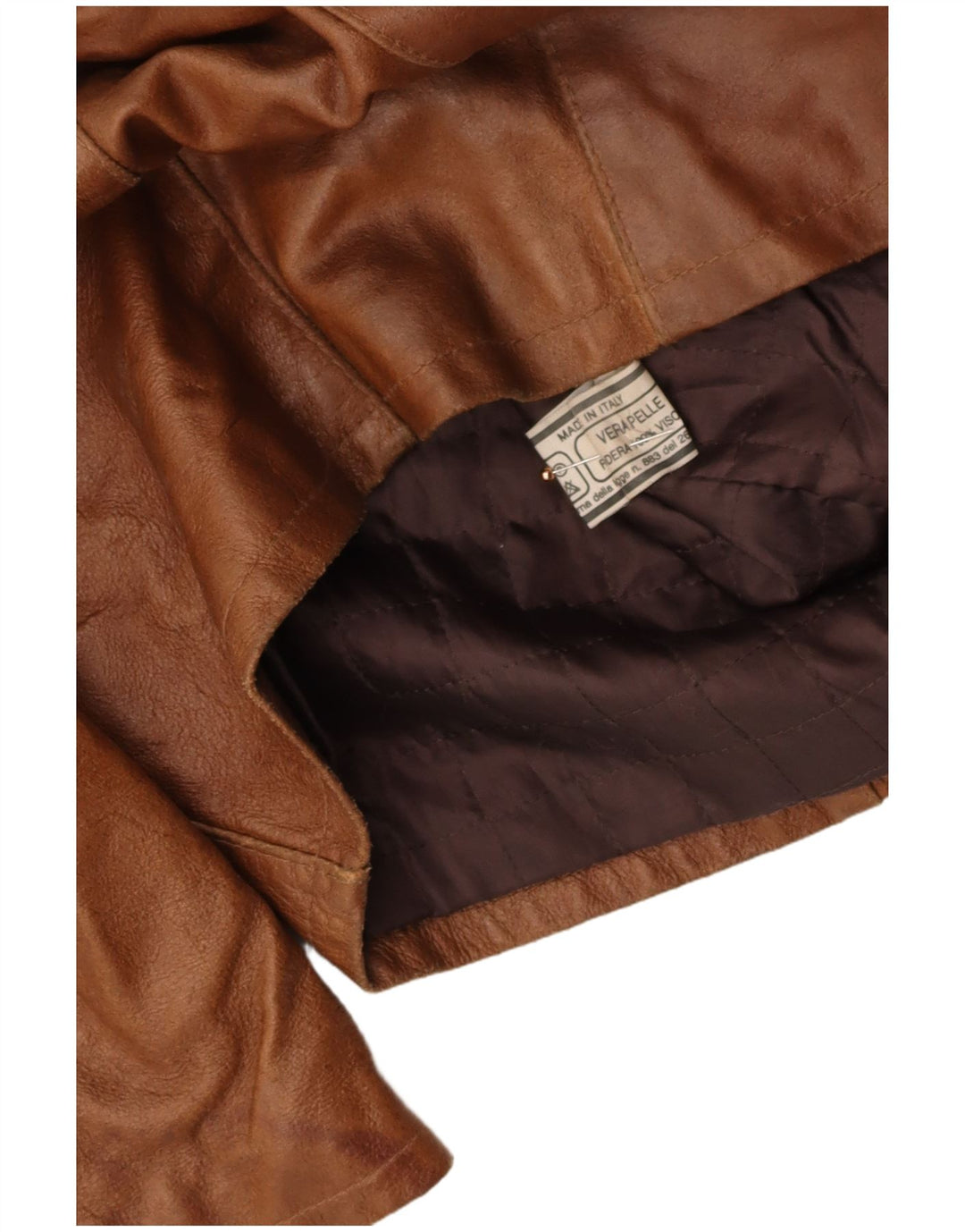 FERRONE Womens Leather Jacket UK 12 Medium Brown Leather
