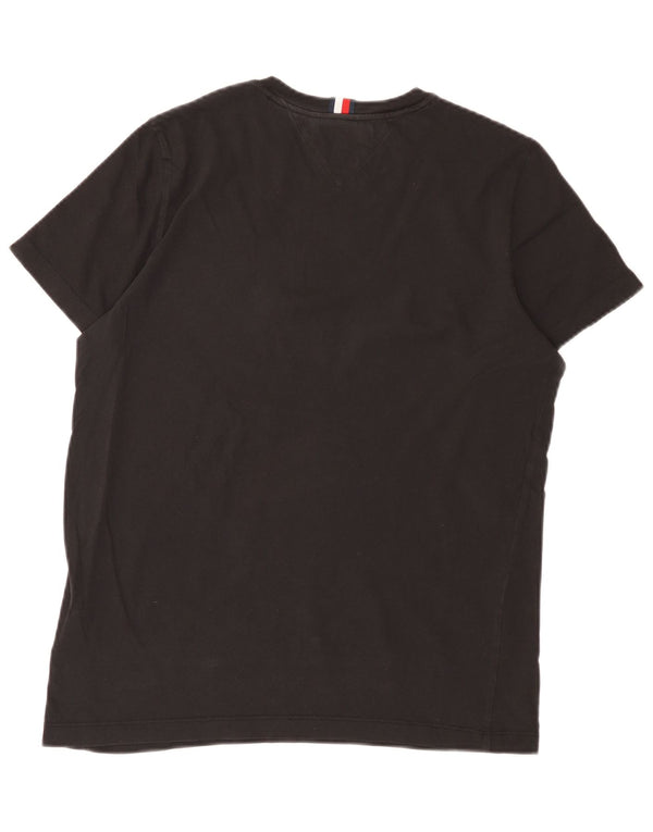 Tommy Hilfiger Camiseta gráfica de ajuste delgado para hombre Top mediano de algodón negro
