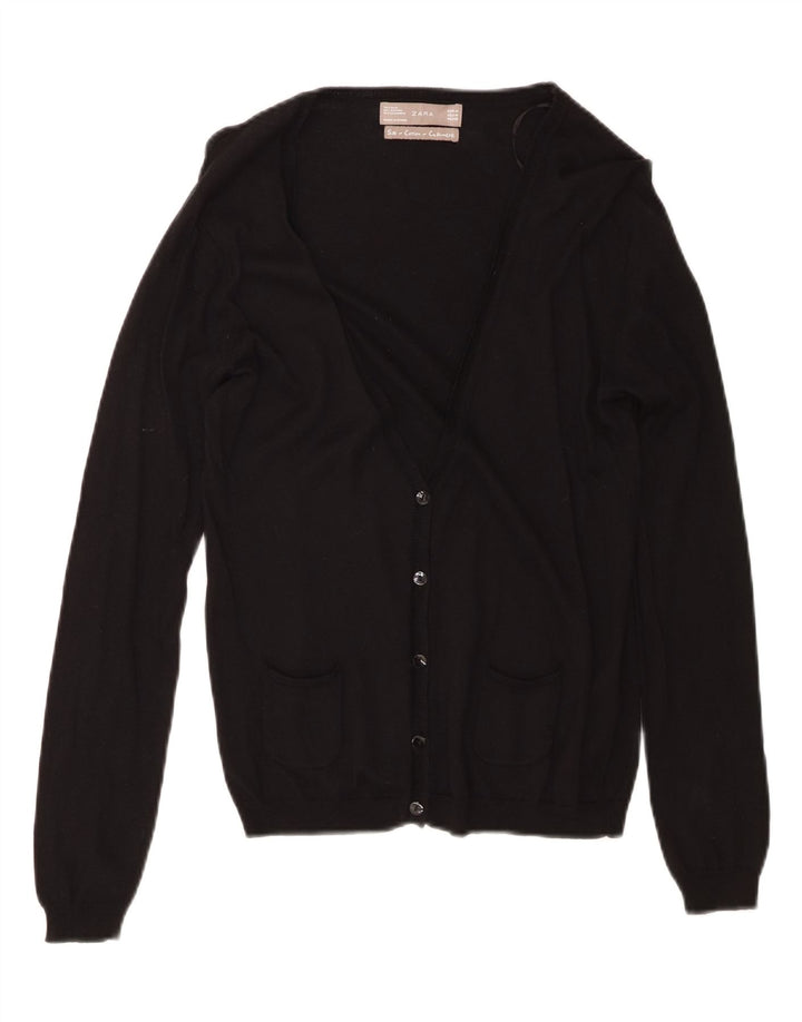 ZARA Womens Cardigan Sweater UK 14 Medium Black Silk Vintage Zara and Second-Hand Zara from Messina Hembry 