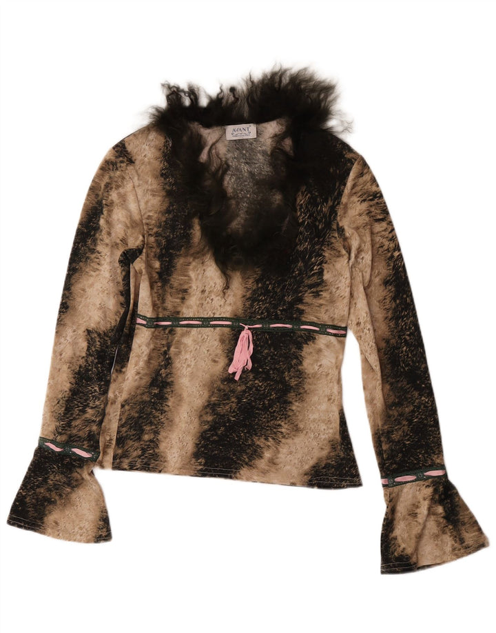 Avant Top Mujer Manga Larga UK 6 XS Marrón Animal Print Poliéster