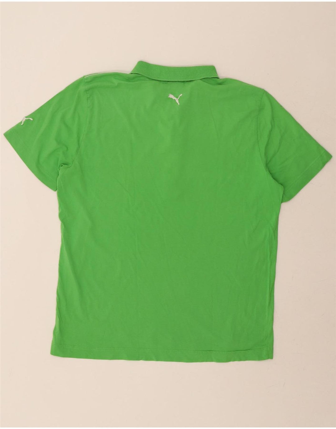 PUMA Mens Polo Shirt XL Green Striped Vintage Puma and Second-Hand Puma from Messina Hembry 