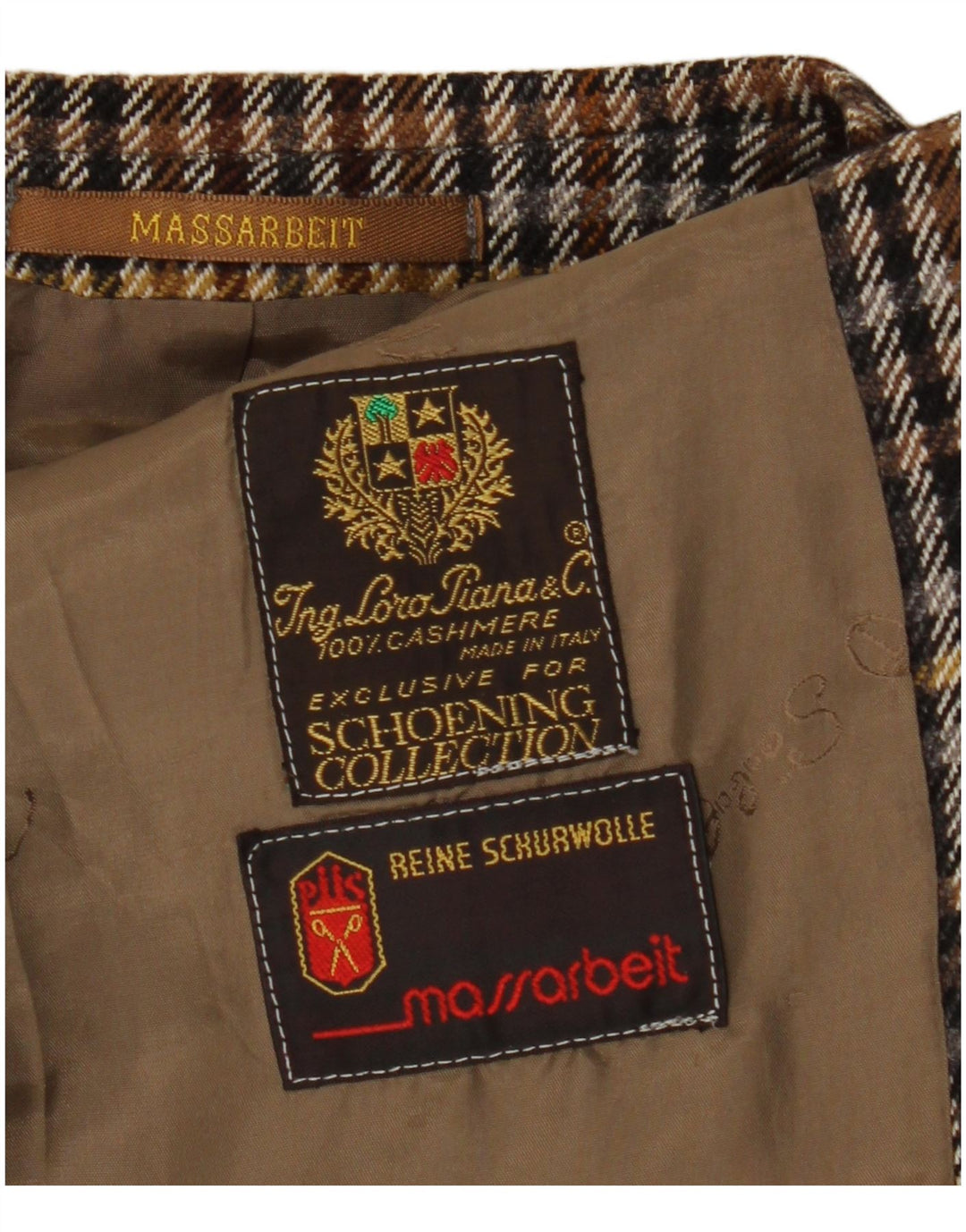 Vintage hombres 2 botones Blazer chaqueta Reino Unido 40 grande marrón Houndstooth Cashmere