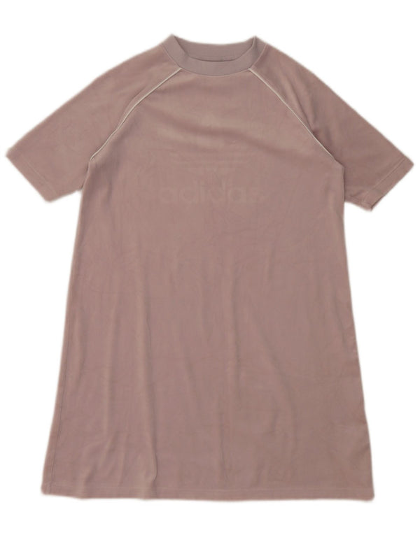Adidas Vestido tipo camiseta holgado con gráfico para mujer UK 6 XS Poliéster morado