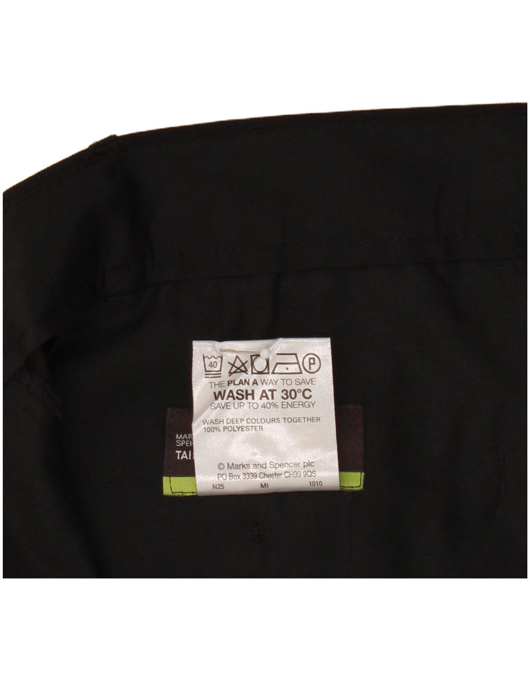 Marks & Spencer Pantalón chino recto para hombre W38 L31 Poliéster negro