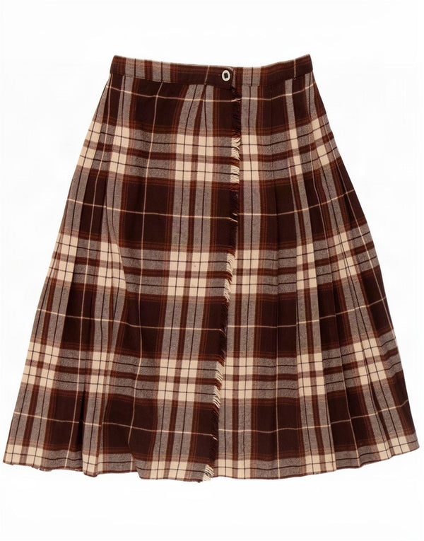Falda cruzada vintage para mujer IT 46 Grande W30 Marrón Check