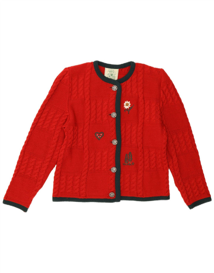 VINTAGE Suéter Cárdigan para Mujer IT 42 Medio Rojo Floral