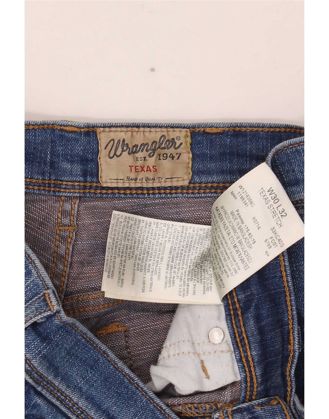 Wrangler Vaqueros rectos elásticos Texas para hombre W30 L32 Algodón azul