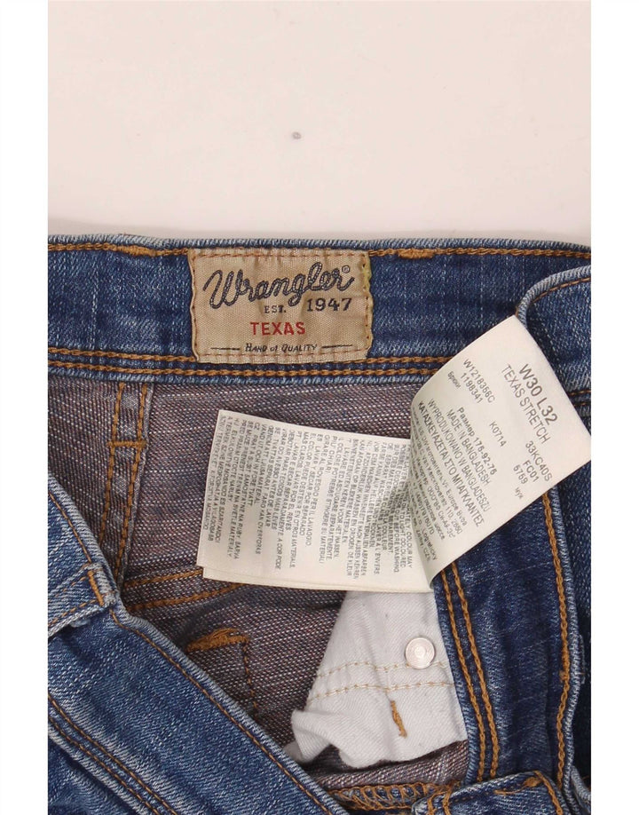 Wrangler Vaqueros rectos elásticos Texas para hombre W30 L32 Algodón azul