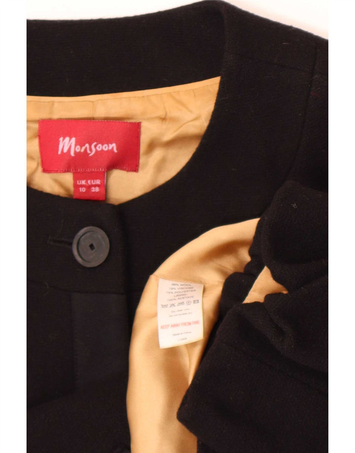 Monsoon Chaqueta Bolero de Manga 3/4 para Mujer UK 40 Small Lana Negra