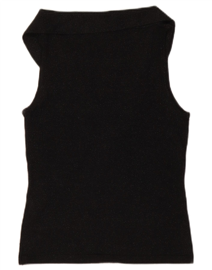 MASSIMO DUTTI Top corto con lazo en la parte delantera para mujer, UK 40, mediano, moteado en negro
