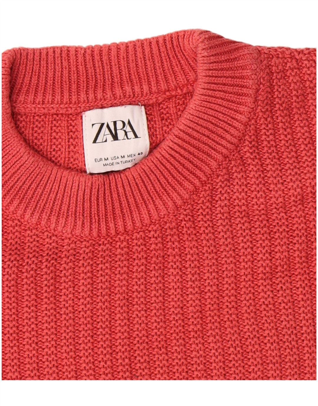 Zara Hombre Jersey Cuello Redondo Jersey Algodón Rojo Medio