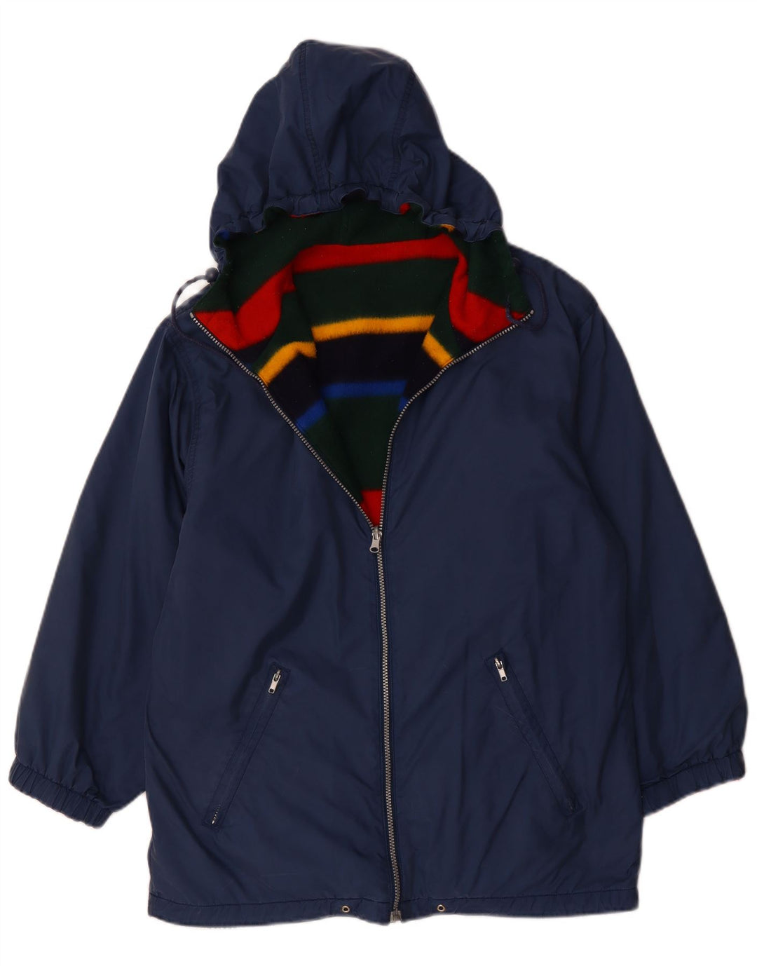 VINTAGE Chaqueta reversible con capucha de gran tamaño para mujer Reino Unido 12 Azul marino medio