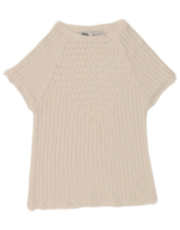 Zara Mujer Blusa Corta Top UK 8 Small Blanco