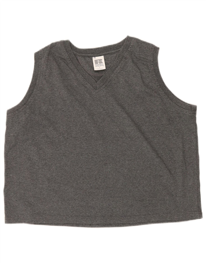 RUSSELL ATHLETIC Camiseta sin mangas para mujer UK 16 Grande Gris Algodón