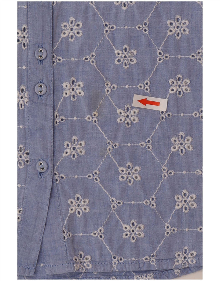 Camisa de manga corta para mujer White Stuff UK 40 Algodón floral azul medio
