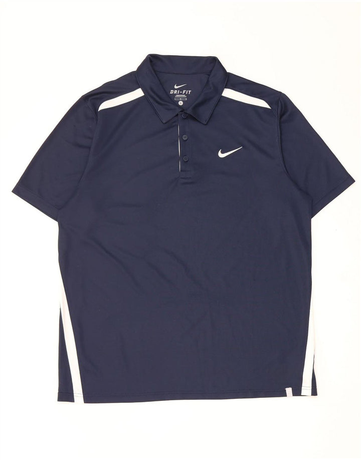 Nike Polo Dri Fit para hombre, talla grande, poliéster color azul marino