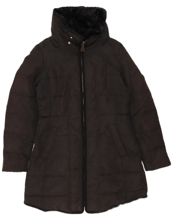 Zara Mujer Abrigo Acolchado UK 44 Mediano Negro