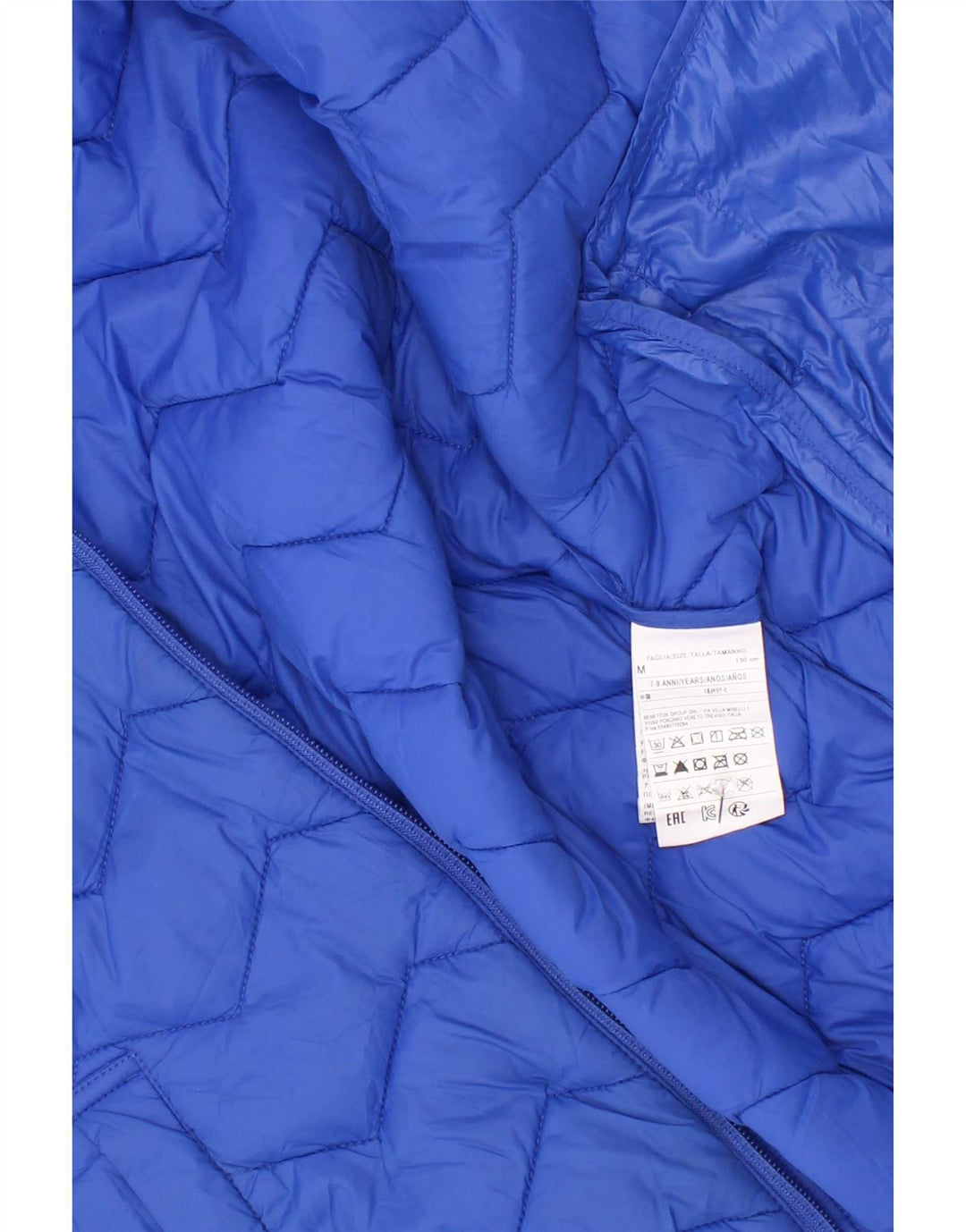 Benetton Cazadora Acolchada Con Capucha Niño 7-8 Años Azul Medio Poliamida