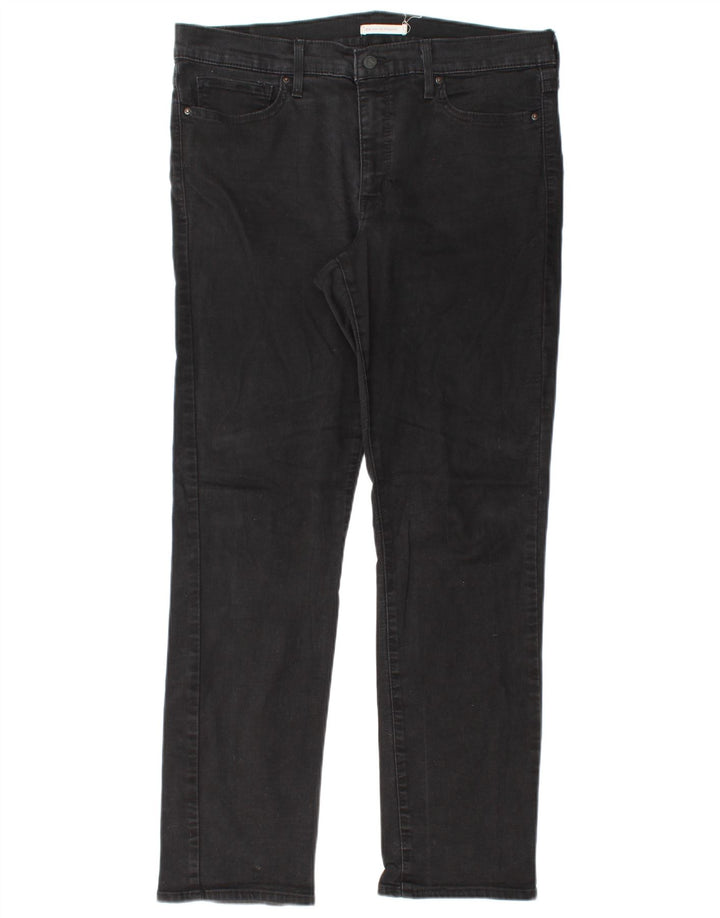 Levi's Mujer 314 Shaping Straight Jeans W33 L30 Algodón Negro