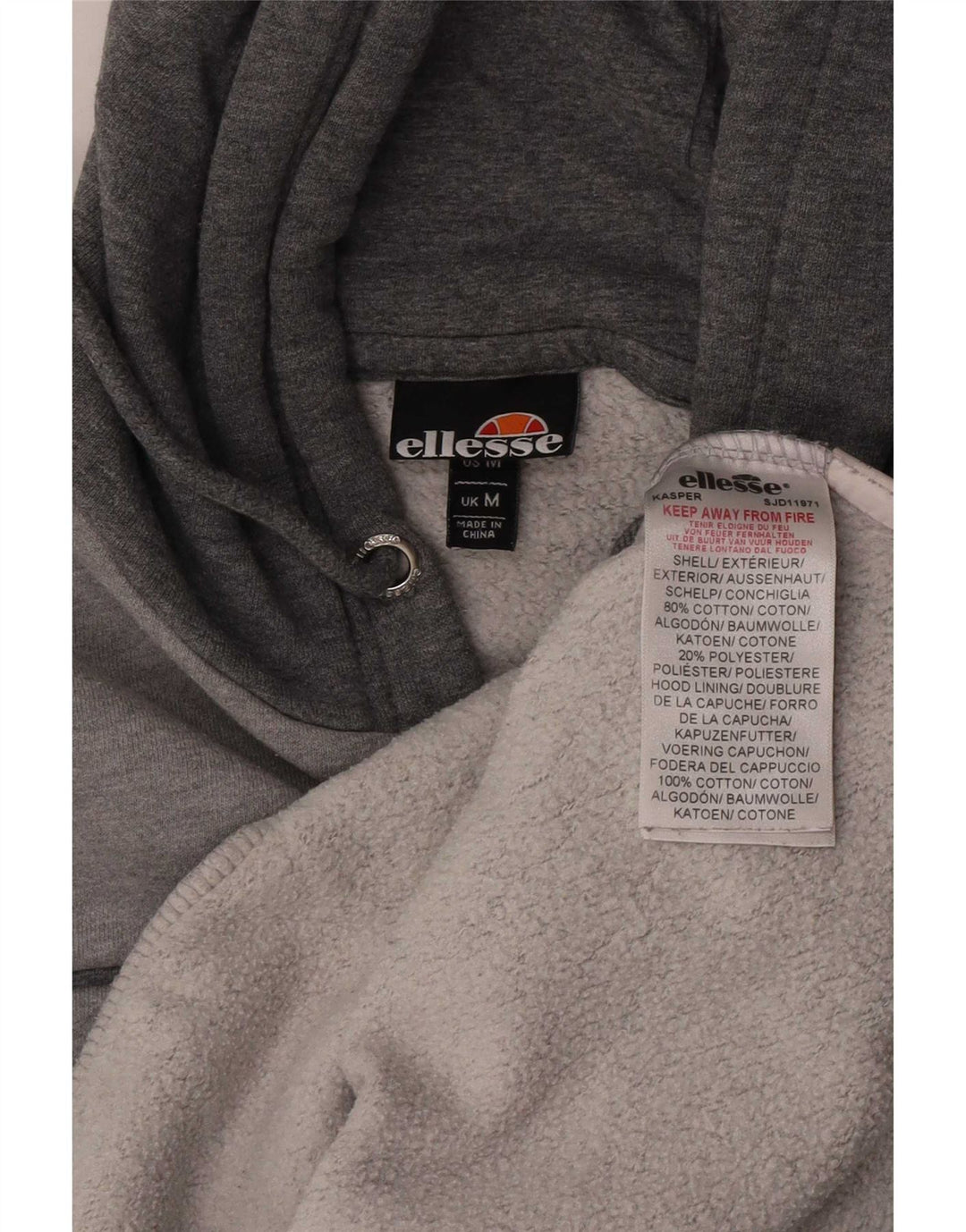 Ellesse Hombre Sudadera Con Capucha Jumper Gris Medio Algodón